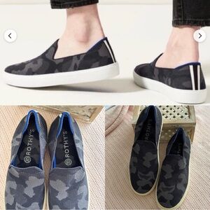 Rothy's Slip-On Loafers in Black and Gray Camo